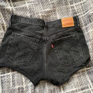 Levi 501s black jean shorts